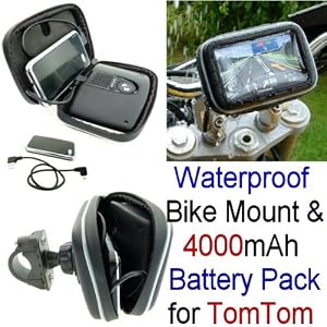 Powered Bike Mount For Tomtom Gps Satnav Inc: 4000mah External Battery Pack.