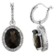 FOJO's Diamond in Sterling Silver Genuine Smoky Quartz Hoop Earrings (1/10 ct. tw.)