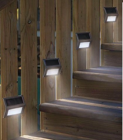 HOSL 10 Pack Upgrated Solar Dock Light, Upgrated Solar Powered Stainless Steel Staircase LED Solar Step Lights,