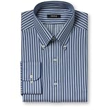 Izod Easy Care Cotton Twill Stripe Dress Shirt- Button Down Collar