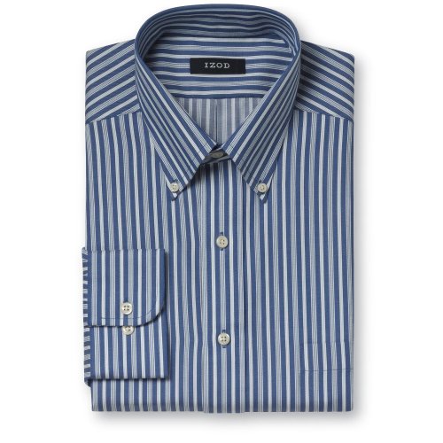 Buy Izod Easy Care Cotton Twill Stripe Dress Shirt- Button Down Collar