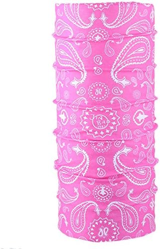 Kalily Versatile 16-in-1 Lightweight Sports &amp; Casual PAISLEY Headwear Headband Bandana Neck Gaiter, Balaclava, Helmet Liner, Face Mask for Sports, Outdoor Camping, Fishing, Party etc (Pink)