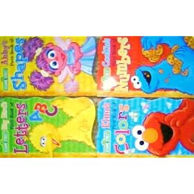 Sesame Street First Books Series; BIG Bird's Letters, Abby's Shapes, Elmo's Colors, Cookie's Numbers [Board Book Hardcovers, 4 Books]