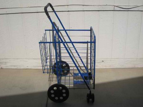 For shopping or Laundry -swivel wheels FOLDING SHOPPING/LAUNDRY CART For shopping or Laundry (BLUE)Basket -