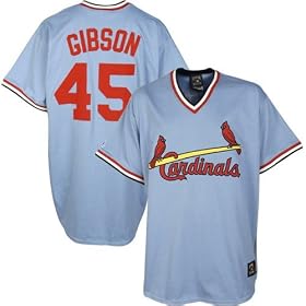 Majestic St Louis Cardinals #45 Bob Gibson Light Blue Throwback Replica Baseball Jersey