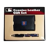 New York Mets Leather Tri-Fold Wallet & Comfort Grip Pen Gift Set