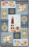 Nautical Area Rug, 828 Accents Collection Blue Sailboats 100% Cotton.