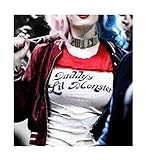 Harley Quinn T-shirt Daddy's Lil Monster Shirt Costume with Arm Tattoo (M)