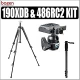 compact-monopod Manfrotto 190XDB 3 Section Aluminum Tripod & Manfrotto 486RC2 Compact Ball Head with RC2 Rapid Connect System & Bonus Monopod