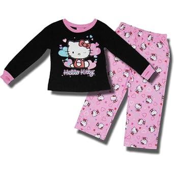 Hello Kitty Sparkling Kitty 2 piece Pajama Set with Ribbed Cuff and Thumb Slot