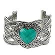 Silvertone Casting Imitation Turquoise Faceted Heart Cuff Fashion Bracelet