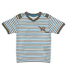 Rocawear Boys Stripped Olive White & Turquoise V-Neck T-shirt