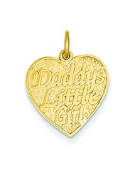 14K Yellow Gold Daddys Little Girl Heart Charm Pendant
