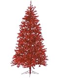 7.5' Sparkle Merlot Pre-Lit Laser Tinsel Artificial Christmas Tree Merlot Lights