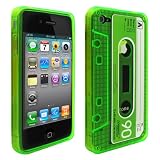 Cbus Wireless Green Flex-Gel Cassette Tape Case / Skin / Cover for Apple iPhone 4s / 4 4G