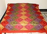 King Size Cotton bed sheet Bedspread with Silk Thread Hand Embroidery & Mir ....