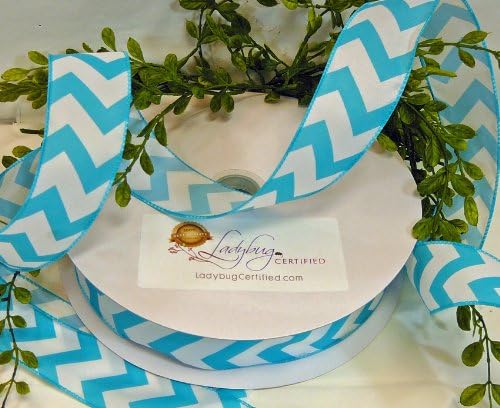 Chevron Ribbon Wired, Aqua/White, 1 ½ Inch Spool, 50 Yds - More Colors Available; Newest Trend for Premium Wreaths, Gorgeous Bows, Arts &amp; Crafts Projects, Home Décor or Floral Arrangements