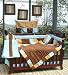 12 PIECE BABY BOY CRIB BEDDING SET BLUE & BROWN SUEDE