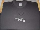 I Love Maisy - Ladies Short Sleeve Gildan g640l Rhinestone Shirt