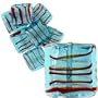 Blue Red Stripes 19x19mm Silver Foil Murano Glass Bracelet Loose Beads