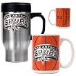 San Antonio Spurs NBA Stainless Steel Travel Mug & Gameball Ceramic Mug Set - Primary Logo by Great American Products