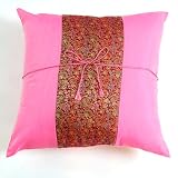 Handmade Deluxe Cushion Cover / Pillow Sham With Silky Pink-Fuchsia Fusion Filigree Detail