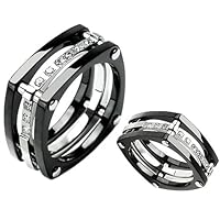 Unique Titanium Ring Wedding Band with Lab-grade Diamonds Size 11 - Black Knight
