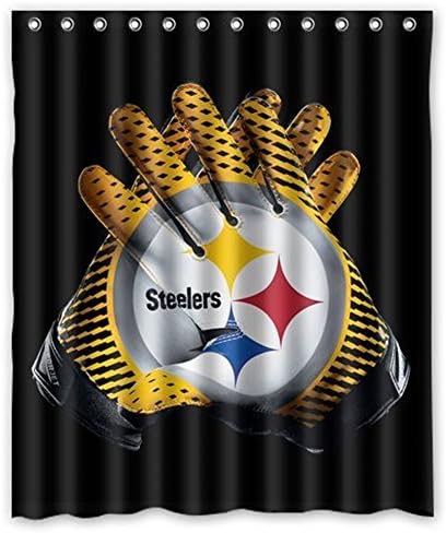 Saoor Pittsburgh Steeler Pattern Fashion Custom Waterproof Polyester Fabric Bathroom Shower Curtain with 12 Hooks 60"(w) x 72"(h)- Bathroom Décor