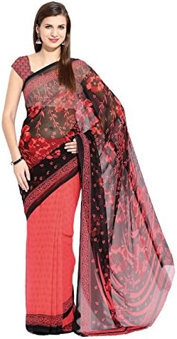 Chiffon Black New Indian Bollywood Women Sari Saree With Unstitched Blouse Piece