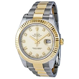 Rolex Datejust II Ivory Diamond Dial Stainless Steel With 18kt Yellow Gold Mens Watch 116333IDO