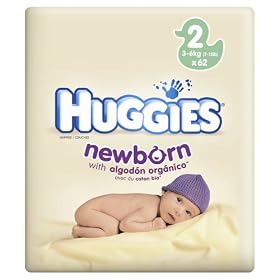 Huggies Newborn Size 2 Nappies - 2 x Economy Packs of 62 (124 Nappies)