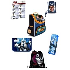6tlg. Set Star Wars Schulranzen Set Kinder Schulranzen TOTAL EDEL+Geldb�rse+Federtasche+Turnbeutel+Federmappe+Stickers
