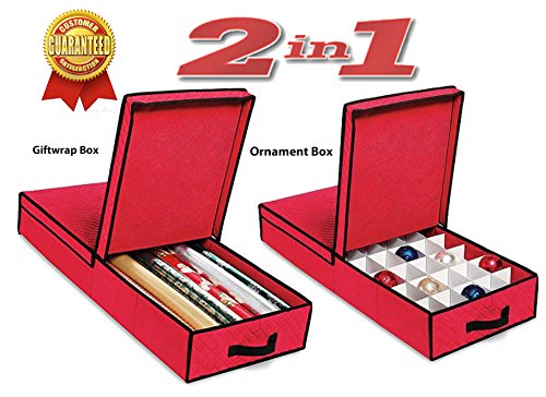 Whitmor Holiday Collection Christmas Giftwrap And Ornament Box 2 In 1