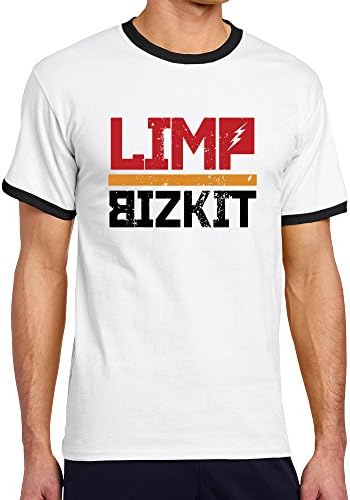 AlphaGoo Men's Limp Bizkit Customized Contrast Color T-Shirt Black Medium