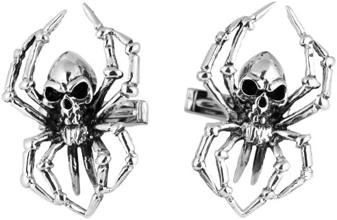 Sterling Silver Cufflinks Spider and Skull