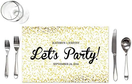 Gold Confetti Edges Wedding Placemats - Set of 12