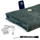 Amazon Kindle 2 Gray/Blue Faux Canvas e-Book Reader Carrying Case Cover Melrose Series + Indlues a 4-Inch Determination Hand Strap + Rapid Home Wall Travel Charger (micro USB)