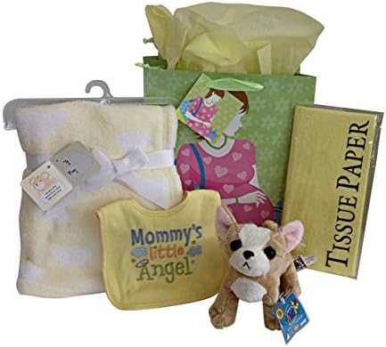Baby Gift Set Webkinz Plush Chihuahua -Bib -Plush Blanket -Gift Bag -Tissue Paper