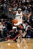 Miami Heat v Washington Wizards: LeBron James and Josh Howard Photographic Poster Print by Greg Fiume, 8x12