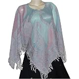 Womens Poncho Outerwear Wool in Jacquard Design 40  x 40  (pnch241)