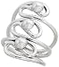Sterling Silver Hand Made Freeform Wire Ring w/ 3 Beads, 1 1/8 (29mm) wide