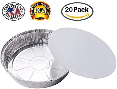 Aymuna™ 9" Round High Quality Aluminum Foil Pans | with Flat Board Lids (Pack of 20)