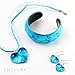 925 Sterling Silver Hand Blown Venetian Murano Glass Sky Blue Heart Shaped Dangle Hook Earrings