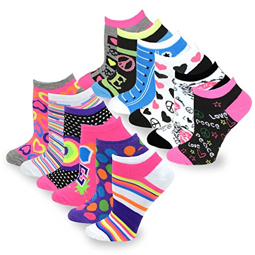 TeeHee Women s Fashion No Show Socks 12-Pack, Fun Socks AHB-3100-03