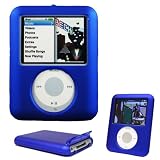 iPod Nano 3rd Generation Nano Video 4GB 8GB Rubber Hard Case with LCD Screen Shield Blue