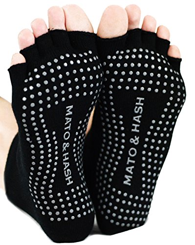 Mato & Hash Toeless Half Toe Yoga Socks With Grip