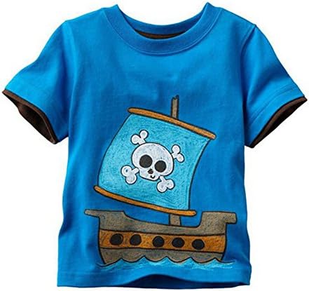 Wanjiamei Boys/girls Cartoon Half-sleeve T-shirt (Motorbike, 80)