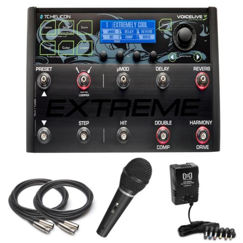 TC Electronics VoiceLive 3 Extreme with Mic, Two Mic Cables and Power Supply Bundle