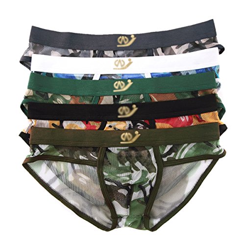SiikWorld Men's Transparent Mesh Briefs Pack of 5