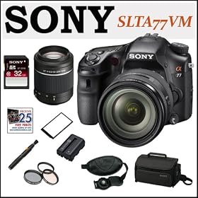 Sony Alpha SLT-A77VM 24.3 MP DSLR Camera + Sony DSLR 32GB SDHC Class 10 SD Memory Card + Accessory Kit